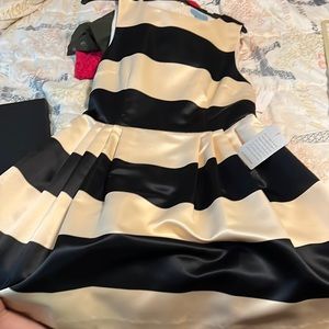 Black and cream colored striped sleeveless dress